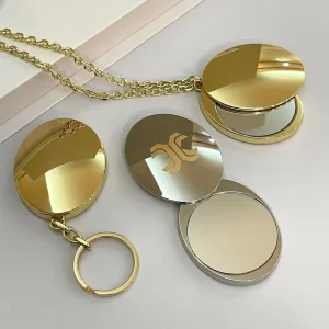Custom Logo Mini Folding Mirror Portable Keychain For Women Travel Modern Style Small Crafts Metal Crafts