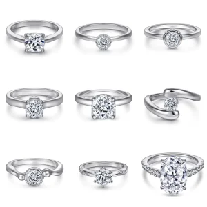 Custom Logo OEM ODM Supplier 925 Silver Jewelry Manufacturer Round Brilliant Cut Rhodium Plated White Zirconia Ring