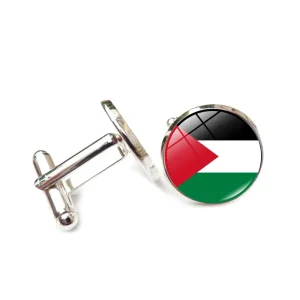 Custom Logo Palestinian Flag Cufflinks Time Gemstone Shirt Button Man’s Wedding Anniversary Accessory