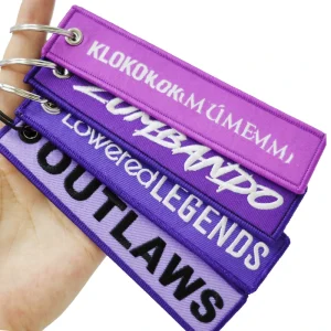 Custom Logo Promotion Personalized Fashion Embroidery Keychain Woven Fabric Keychain Label