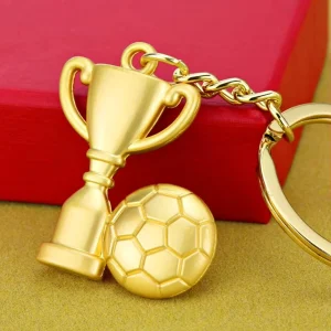 Custom Logo Silver Ecofriendly Alloy Metal Football Team Player Tournament Souvenir Gift Letterpress Printed Luxury Keychain