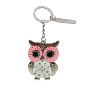 Custom Logo Tourist Souvenir Rhinestone Animal Owl Keyring Metal Owl Keychain