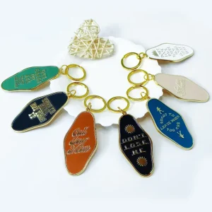 Custom Logo Vintage Hotel Style Keychain Colorful Soft Enamel Motel Key Chain