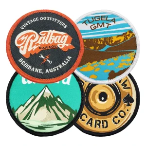 Custom Logo Woven Patches Round Woven Badges Iron on Clothing Patches