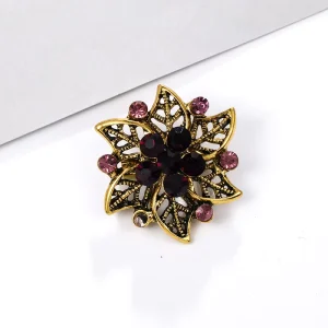 Custom Luxury Brooch Women’s Accessories Flower Crystal Rhinestone Brooch Pin Metal Crafts Broches Femmes Broche Luxe Broche