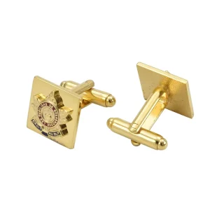 Custom Luxury Fashion Copper Hard Enamel Gold Plated Cufflinks and Tie Clips with Personalized Printed Logo