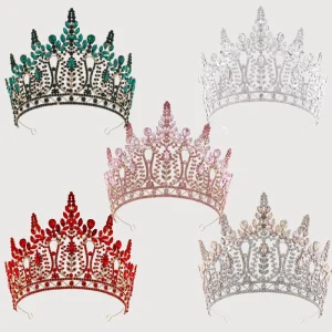 Custom Luxury Large Pageant Crown Available Multi color Baroque Crystal Bridal Tiara Wedding Hair Accessories for Bridal Shop