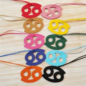 Custom Luxury Leather Key Ring Pendants Ornaments Purse Decor Handbags Accessories Twelve Constellation Cancer Bags Charms