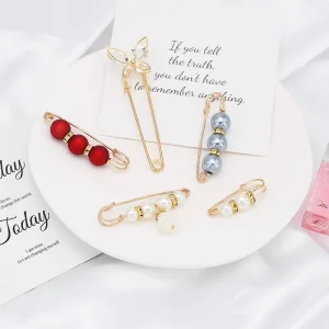 Custom Luxury Pearl Brooch Pin Crystal Women Fashion Brooches