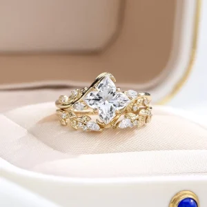 Custom MSR 18k Yellow Gold Stackable Ring Fancy Cut Lab Grown Diamond Ring