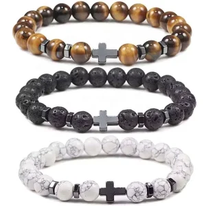Custom Made Punk Style Beaded Bracelet with Crystal Rhinestone Stainless Steel for Unisex Anniversary Beaded Bracelet