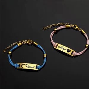 Custom Made Stainless Steel Carving Bracelet Personalized Fashion Charm Gold Chain Link Bracelet