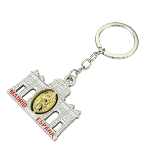 Custom Madrid Spain Rotatable Souvenir Zinc Alloy Keychain Decorative Travel Souvenir