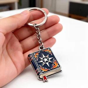 Custom Magic Books Hard Enamel Metal Crafts Keychain Hats Soft Enamel Gold Plated Key Rings For Gifts