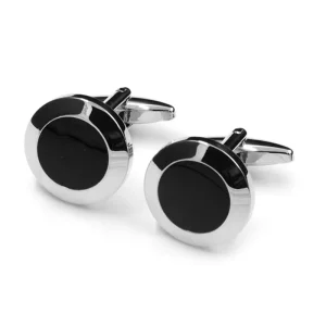 Custom Men’s Basic Black Enamel Cufflinks Fashion Accessory for Suit Shirt Wedding Party Tuxedo Trendy Jewelry Gift