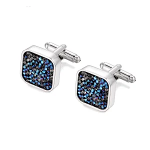 Custom Men’s Elegant Blue Crystal Diamond Cufflinks Fashion Accessory for Wedding Tuxedo & Party Trendy Jewelry Gift