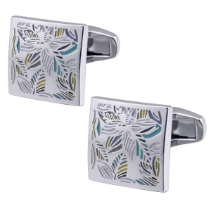 Custom Men’s Elegant Cufflinks Tie Clip Colorful Leaves Design Fashion Accessory Suit Wedding Tuxedo Trendy Jewelry