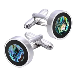 Custom Men’s Elegant Mother Pearl Shell Cufflinks Fashion Accessory for Suit Shirt Wedding Tuxedo Trendy Jewelry Gift