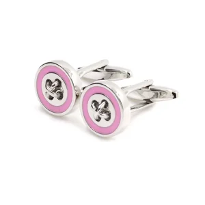 Custom Men’s Elegant Pink Button Cufflinks Fashion Accessory for Wedding Tuxedo & Suit Shirt Trendy Jewelry Gift