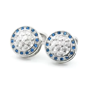 Custom Men’s Elegant Silver Knit Crystal Diamond Cufflinks Tie Clip Fashion Accessory Wedding Tuxedo Suit Shirt Set