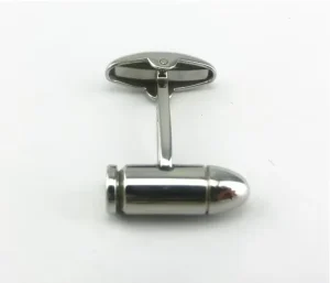 Custom Men’s Fashion Accessory Two Tone Bullet Novelty Cufflinks Trendy Tie Clip Business Wedding Tuxedo Stylish Gift
