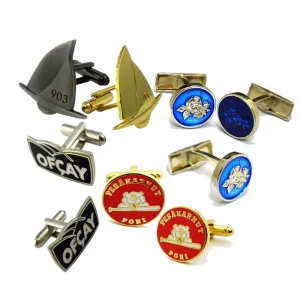 Custom Men’s Luxury Fashion Metal Enamel Flag Cufflinks Letterpress Printed Engagement Wedding Party Gift Set Manufactured China