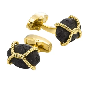 Custom Men’s Premium Volcanic Stone Cufflinks Fashion Accessory Suit Shirt Wedding Tuxedo Trendy Brass Jewelry Gift