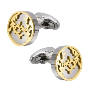 Custom Men’s Silver Gold Leaves Stainless Steel Cufflinks Fashion Accessory Suit Wedding Tuxedo Trendy Jewelry Gift
