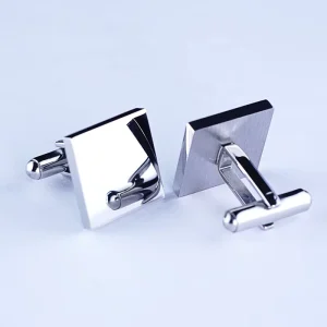 Custom Men’s Stainless Steel Cufflinks Tie Clip Set Blank Square Logo with Engraving for Wedding Gift Fashion Jewelry Accessory