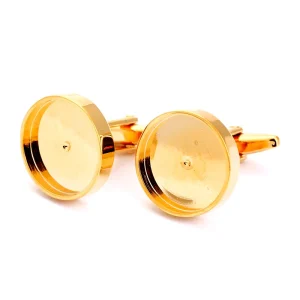 Custom Men’s Suit Fashion Accessory Gold Plated Tray Blank DIY Cufflinks Wedding Tuxedo Trendy Wedding Jewelry Gift