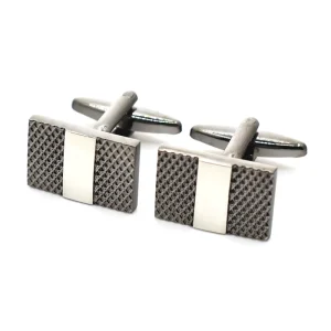 Custom Men’s Suit Shirt Accessory Jewelry Gun Metal Black Engraving Texture Pattern Cufflinks Fashionable Stylish