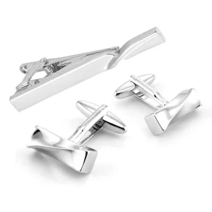 Custom Men’s Suit Shirt Fashion Accessory Wedding Tuxedo Trendy Jewelry Silver Bar Sublimation Cufflinks Tie Clips