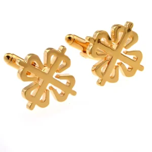 Custom Men’s Trendy Gold Plated Cross Pattern Cufflinks Suit Shirt Wedding Tuxedo Fashion Jewelry Tie Clip Accessory
