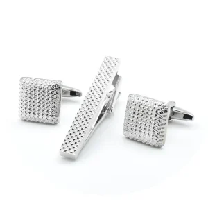Custom Men’s Trendy Silver Dot Suit Shirt Accessory Set Tie Bar Tie Clip Tie Pin Wedding Tuxedo Fashion Jewelry Gift