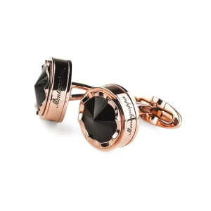 Custom Metal Black Stone Cufflinks Luxy Metal Brass Cuff Link