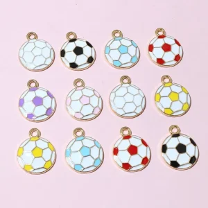 Custom Metal Crafts Colorful Football Keychain7 Color Metal Charm Soccer Hard Enamel Keychains Custom for Keychain Decoration
