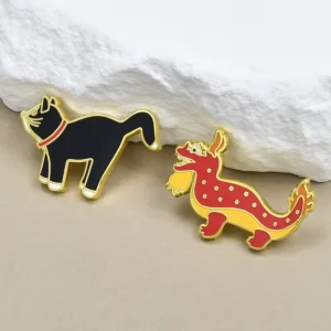 Custom Metal Enamel Badges Cartoon Pet Lapel Pin Cute Animal Brooch for Pet Lover Zoo Souvenir Gift
