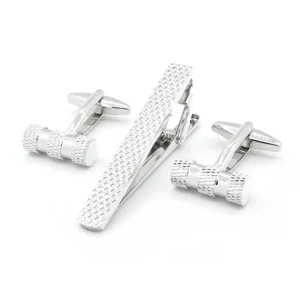 Custom Metal Engraved Cuff Links Tie Bar Mens Tuxedo Suit Shirt Fashion Accessory Tie Pin Cufflinks and Tie Clip Set