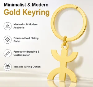 Custom Metal Keychain Gold Plated Abstract Symbol Charm Brand Logo Key Ring Promotional Gift for Business OEM Design