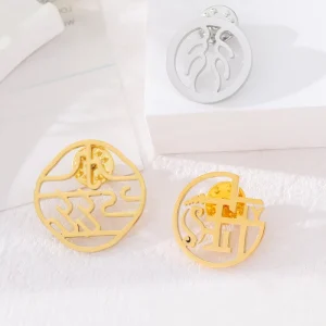 Custom Metal Logo For Bag Custom Pin Brand Brooch Metal Logo Gold Tag Sticker Car Emblem Nameplate Label Keychain Necklace