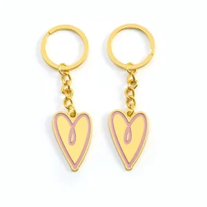 Custom Metal Loving Heart Shape Gold Key Chain Holder