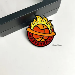 Custom Metal Sports Ball Cute Brooches with UV Printing and Enamelling for Basketball Football Rugby Pins