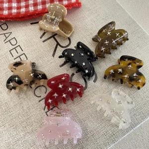 Custom Mini Diamond encrusted Floral Eco Friendly Acetate Hair Claws Korean Trendy Exquisite Mini Acetic Acid Hair Claws Clips