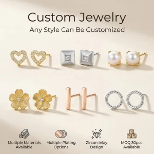 Custom Minimalist Stud Earrings Set for Women Luxury Geometric Pearl Heart Flower Metal Jewelry