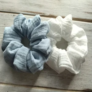 Custom Muslin Scrunchies Personalized Logo Pattern Handmade Scrunchies Hair Accessories With Unique Design Gift for Girls