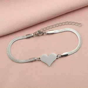 Custom Name Bracelet Anklet Engraved Heart 18K Initial Fashion Women Snake Chain Anklet Bracelet Personalized Name Jewelry