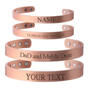 Custom Name Personalized Magnetic Bangles Health 99.99% Pure Copper Magnetic Cuff Bracelets Adjustable Energy Healing Bracelet