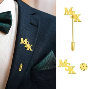Custom Name Tags Lapel Safety Brooch Pin Metal Luxury Designer Stainless Steel Women Male Brooch Badge Pin