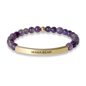 Custom Natural Beaded Bracelet Engraved Stainless Steel Bar Fashion Jewelry Gift for Woman