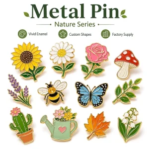 Custom Nature Flower Butterfly Bee Plant Soft Enamel Lapel Badge Garden Gift Decoration Brooch Factory Metal Pin